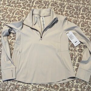 Rhone Course To Court Light Gray 1/4 Zip Pullover Women Bone Size M